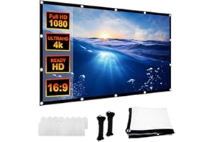 DASIAUTOEM Ekran do projektora 100 cali, ekran projekcyjny 16:9 HD, składany ekran, ekran projekcyjny, projekcja przeciwzmarszczkowa, przenośny ekran do domu, szkoły, na spotkanie, kemping, do kina