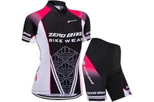 ZEROBIKE Damen Atmungsaktiv Schnelltrocknend Fahrradtrikot Set, Outdoor Kurzarm Radsport-Shirt + 3D Gel Gepolsterte Kurze Hose Fahrradhose