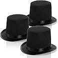Pumtus 3 Pack Black Felt Top Hat for Kids, Funny Party Magician Ringmaster Hat, Tall Victorian Tuxedo Costume Hat, Dress Up Lincoln Hat, Coachman Hat for Cosplay, Stage Performance