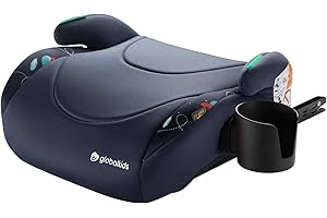 globalkids Booster Seat with ISOFIX - i-Size Car Seat for 3, 6 to 12 Years Approx. Portable Child Car Seat, R129, Comfortable for Kids, Compact, Lightweight, Ideal for Travel (Navy)
