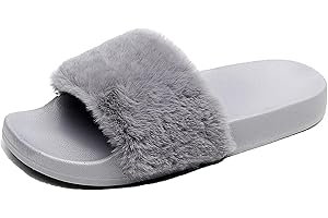 AIOTIO APIKA Femmes Flip Flop Faux Fourrure Slipper Fuzzy Fluffy Comfy Sliders Open Toe Slip sur