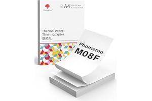 ‎PHOMEMO Phomemo M08F Papier termiczny składany A4, kompatybilny z Phomemo M08F, przenośna drukarka termiczna, papier do drukarek M08F, 210 x 297 mm, 200 arkuszy