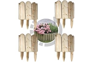 OPENGARDENWEB 4x Bordura da giardino in legno impregnato a rotolo per aiuole, protezione piante e fiori - Vampiro - 110 L x 6,8 P cm x 20/35 H cm - (4)