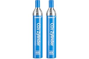 Truevaste 2x CO2 Zylinder Erstbefüllt in Deutschland, 425 g Kohlensäure 60 Liter, TR21-4 Trapezgewinde für SodaStream Gasflasche Wassersprudler z.B. Crystal Easy Power Cool, Nicht-Schnellmontage