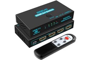 SGEYR Multiprise HDMI pour TV, Prise Multiple Automatique, Switch 4k@30hz, 3 Entrées 1 Sortie, Commutateur avec Télécommande, pour PS5, PS4, Lecteur, DVD, Projecteur