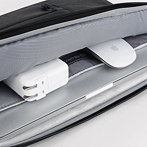 WIWU 15 Zoll Laptop Sleeve für MacBook Air / Pro Retina Ultrabooks Hülle Tasche Multifunktionale Aktentasche mit Vordertaschen Klassik Nylon Schutzhülle (Schwarz 15 Zoll) - 9