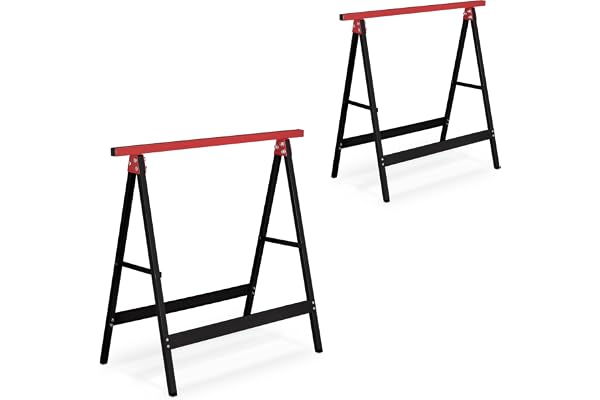 Relaxdays arbetsbock 2-pack, hopfällbar, 100 kg, HBT 74x78x40cm, svart