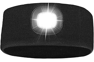 AWSOLAR LED Stirnband mit Licht, Wärmendes Weiches LED Stirnband mit USB Ladefunktion Lustige Geschenke für Papa Mama Freundin Großvater Oma