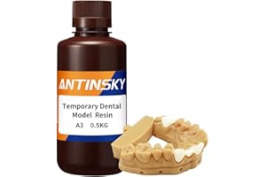 Antinsky Resina per modelli dentali temporanei per stampante DLP LCD 3D Resina 405nm Alta precisione Elevata durezza Tempo di indurimento rapido Denti Aspetto strutturato Colore dei denti A3 500g