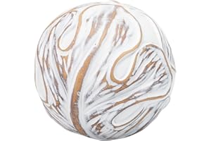 ADDA HOME Bola Resina Blanco Marron Hojas 11X11X11 Cm