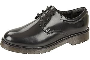 Roamers Devin Boys Leather Derby Shoes Patent Black Hi-Shine Leather