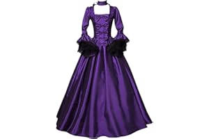 FunAloe Adult Halloween Costume Ladies Corset Dress Medieval Maxi Dress Victorian Ball Gown Gothic Plus Size Vintage Cosplay Renaissance Costumes Princess Dress for Women Party Eveing Prom
