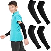 Telooco 2 Pares Mangas Ni&ntilde;os Mangas de Protecci&oacute;n Solar Protectores de Brazos Negro Blanco Seda de Hielo Comprimida Anti-UV A
