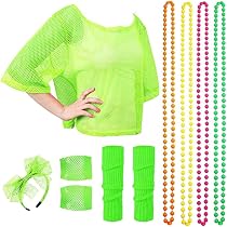 Aomig Costume Anni '80, 8 Pezzi Abbigliamento Anni '80 Aet da Donna, Adulti Anni '80 Donne Accessori, Set di Costumi Anni '80 per Festa a Tema Carnevale Halloween Natale & Cosplay(XXXL