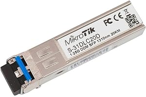 MikroTik RouterBOARD S-31DLC20D 1.25G SFP Transceiver, Dual 1310 LC Connector, for up to 20 kilometres of Single Mode Fiber Connections