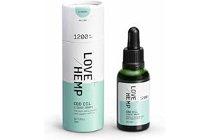 Love Hemp CBD Oil Drops - 30ml, 1200mg / High Strength, Natural Flavour Oral Liquid Drops, Premium Hemp with MCT Coconut Oil, Vegan & Gluten Free