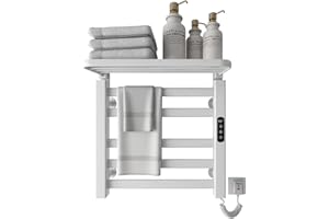 SKYLYZH Radiador de Toallas, 500x500mm Secador de Toallas Radiador, Toallero Eléctrico Bajo Consumo, Toallero eléctrico inteligente Calienta Toallas, calefacción de fibra de carbono, antracita-White Right