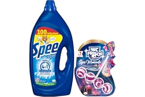 ‎SPEE Spee Aktiv Gel Universal 4 + 1 Waschmittel (100 Waschladungen), Flüssigwaschmittel mit 4 + 1 Formel & WC-Frisch Spa Momente Harmonie Toilettenstein (1x 50g), WC Duftspüler, 1er Pack