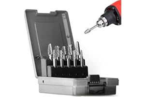 Viowey 10PCS Carbide Rotary Burr Set 1/4'' Shank, 1/4 Die Grinder Burrs Bits Double Cut Metal Grinding Bits for Metal Wood Jade Carving Engraving Polishing Drilling Milling Cutting