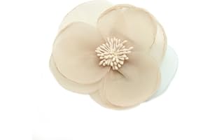 Meilliwish Nuovo stile Elegante Panno di seta Bellissimo Fiore Clip artiglio per capelli Perno di capelli per le donne ragazze (A93)(Khaki)