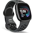 Yoohoo Silicone Bands Compatible with Fitbit Versa 3 Straps/Versa 4 Strap/Sense Strap/Sense 2 Straps for Women Men,Sport Breathable Soft Wristband Replacement for Fitbit Watch,Large