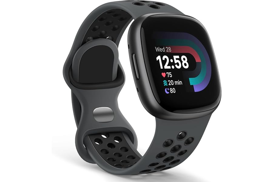 Yoohoo Silicone Bands Compatible with Fitbit Versa 3 Straps/Versa 4 Strap/Sense Strap/Sense 2 Straps for Women Men,Sport Breathable Soft Wristband Replacement for Fitbit Watch,Large