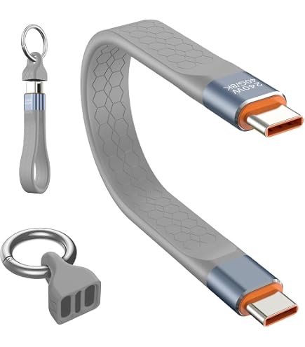 QIANRENON PD240W USB 4.0 C Portatile Ricarica rapida Cavo corto 80 Gbps USB Tipo C 4.0 maschio a maschio Portachiavi Cavo dati 8K USB C 4.0 piena funzione Portabilità per smartphone Power