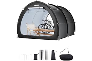 VEVOR Outdoor Bike Storage Tent, Fan-Shaped & Waterproof, Fits 5+ Bicycles, High-Strength Fiberglass, Dual Zippers