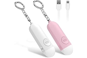 Ninonly Allarme Personale, 130 dB Allarme Antiaggressione Ricaricabile per Difesa Personale, Portachiavi Sirena Allarme Autodifesa con Luce LED per Donne Uomini Bambini Anziani