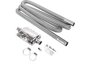 FENGQ Coche Calentador Tubo De Escape con Silenciador, 200 cm Acero Inoxidable Tubo de Ventilación del Calentador de Coch con 2 Clips para Calentador de Estacionamiento Aire Diesel