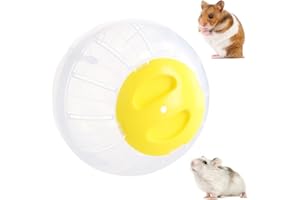 PTJJXA Bola para Hamster, Runball Hamster Plástico, Transparente Juguete Bola de Hámster, 14,5cm, Bola Hamster Comun Rueda, Pelota de Hámster para Roedores, Ratas, Jerbos, Juguete Interactivo (Amarillo)