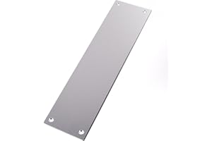 WHITE HINGE Plain Satin Aluminium Door Finger Push Plate 30cm x 7.5cm