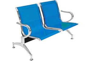 Notek Srl Panca per sala d’attesa COLORE BLU, sedute ufficio, panche in acciaio per studio professionale e sala d'aspetto (2_posti)