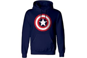 HEROES INC. Marvel Captain America Hoodie for Adults | Blue, 50% Cotton, 50% Polyester | Pullover Avengers Sweatshirt for Men, Women | Official Captain America Merchandise