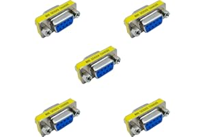 iYueMps 5pcs DB9 Gender Changer D-Sub Serial RS232 9 Pin Female to Female Adapter Gender Changer by Converter (Female to Female)
