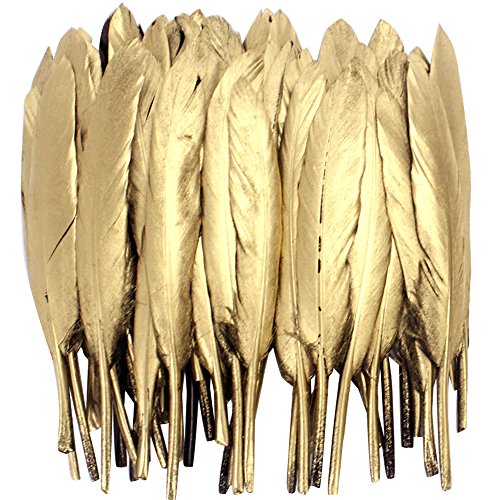 Coceca Goldene Feder 72 pcs, 10-15cm, für verschiedene Umgebung geeignet, als Verkleidung und Ausschmückung wie Geburtsparty, Hochzeit und Treffen