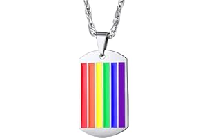 Bandmax LGBT Gay Pride Arcobaleno Rainbow Collana Uomo Donna, 01 Stile Militare Collana Pendente, Argento Ciondoli Per Collane LGBT Accessori, Idee Regalo per Coppia