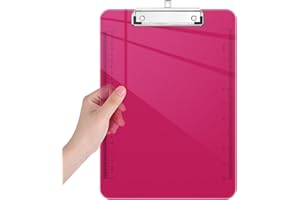 ‎PIASOENC Piasoenc Plastic Clipboards, Translucent Clip Board with Low Profile, Purple Clipboard with Ruler,Office Clipboards, School Supplies, Letter Size 12.5 x 9 Inches, Red
