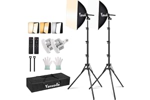 Professionellt 40 x 40 cm softbox belysningskit – studioljusfotografering med fjärrkontroll, justerbar ljusstyrka och 3 färgt