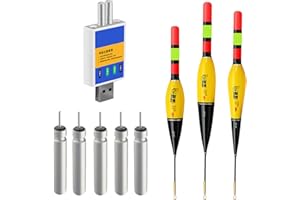 DZAY Lot de 3 Flotteurs Peche LED,Flotteurs de Pêche Set,Truite Bouchon,Haute Sensibilité, Intelligents Nuit Flotteurs de Pêche Lumineux LED Light,Utilisé pour La Pêche