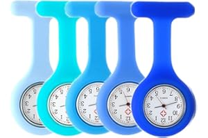 SibyTech Schwesternuhr Ansteckuhr fob,Silikon mit Pin/Clip,Glow Pointer im Dunkeln,Infektionskontrolle Design,Analog-digital,Quarzwerk,Arzt Sanitäter medizinische Brosche Fob Uhr