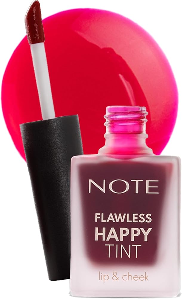 Note Cosmetics Flawless Happy Tint Lip & Cheek 03 Sweet Pink Dudak ve Yanak Renklendirici Likit Allık, Pembe