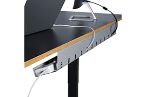 PAMO kanał kablowy do łatwego montażu pod biurkiem I zestaw 2 - z 10x opaskami rzepowymi I organizer na biurko do biura/domu wyrafinowany uchwyt na kable (zestaw 2, szary)