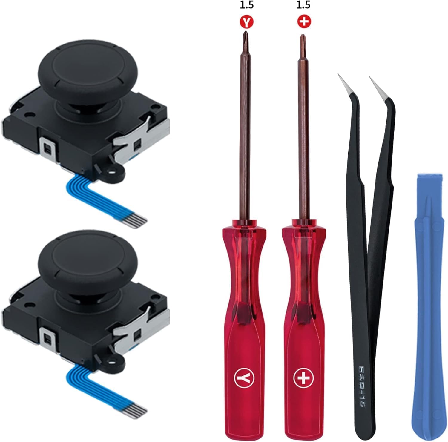 Tolesum Joysticks Analogiques 3D de Remplacement pour Manette NS Switch/Switch OLED Joy-Con/Switch Lite,Thumb Stick Capuchons de Stick avec Tournevis Kit d'outils de Reparation