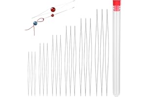 REOVIN 18 Stück Großen Augen Perlennadel, 6 Größen Große Auge Perlen Nadeln zum Perlen Auffädeln, Große Auge Perle Nadeln Perlennadeln für Armband Schmuck Handwerk und Schmuckherstellung