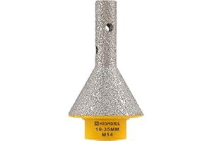 Diamond Beveling Chamfer Milling Bit - HIGHDRIL Diamond Countersink Finger Bit for 10-35mm Hole Enlarging Shaping Trimming in Porcelain Ceramic Tile Granite Marble Quartz (M14 Thread)