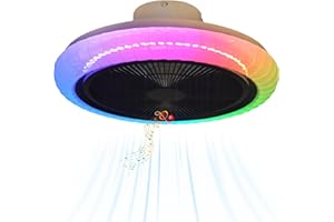 Dobecd Ventilador De Techo Con Luz Rgb Lampara Con Ventilador Techo Dormitorio App Alexa Ventoinha De Teto Reversible LED Regulable Cambia De Color Silencioso Dormitorio Salón 50cm 6 Velocidades.