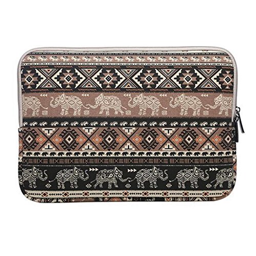Ac.yc 13 Zoll Elephant Pattern Leinwandgewebe Laptop Hülle Tasche Cover für Laptop / Notebook / Macbook / Ultrabook / Chromebook (Dell / HP / Lenovo / Sony / Toshiba / Ausa / Acer / Samsung) (13,3 Zoll) (Brown)