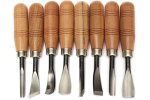 SUNAOMNI Set Di Strumenti Per Intaglio Del Legno Da Scolpire Set Di Strumenti Per Scalpello a Mano Per Intaglio Del Legno Sgorbie a Mano Professionali in Acciaio Al Carbonio Set Di Tagli Per Scultura 8