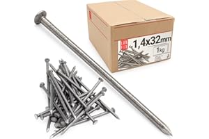 Lun Fix Perni metallici 1,4 x 32 mm – 1 kg chiodi in legno per lavori di costruzione, chiodi in acciaio non zincati, 32 mm di lunghezza